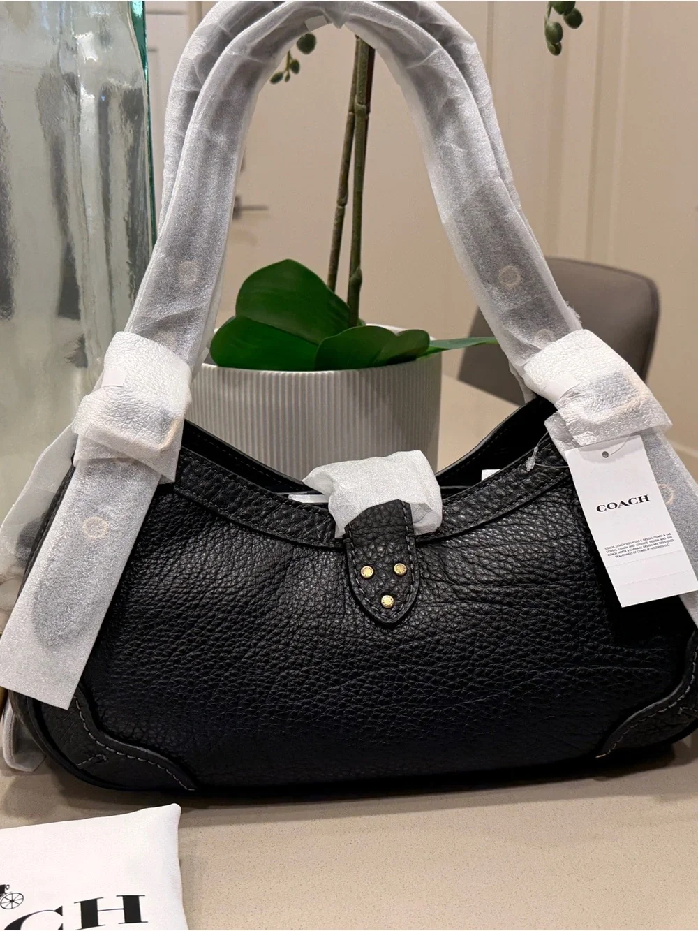 Coach Drifter Shoulder Bag 31 in Black Textured Pebbled Leather NWT